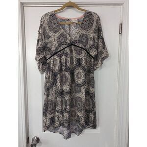 Knox Rose Bohemian Dress women's size Medium navy blue fit & flare paisley